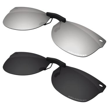 Imagem de Firtox Clipes de óculos de sol unissex polarizados para Ray-Ban RB5184F 52-18, proteja seus olhos - titânio preto e prata sólido