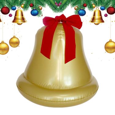 Imagem de Grandes Enfeites Natal Infláveis | Decorações Grandes Sino Natal Infláveis | Decoração Externa para Relvado e Pathway - Para Interior Sala Quarto Escritório Escola