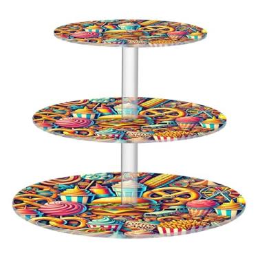 Imagem de Joitme Suporte de cupcake de 3 camadas, chá de bebê, exibição de acrílico, torre de cupcake, vintage, carnaval, lixo, mesa, sobremesa, chá, festa, servir, organizador de alimentos