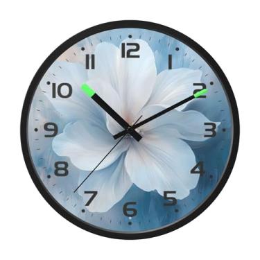 Imagem de SEHANY Herb Wildflower Relógio de parede silencioso sem tique-taque relógio redondo operado por bateria 30 cm controle de som luz noturna relógios de parede para sala de estar, cozinha, quarto