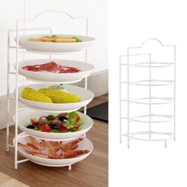 Imagem de Asixxsix Rack de Prato de 5 Camadas, Suporte para Servir Preparação de Alimentos, Organizador de Pratos de Cozinha, Rack de Armazenamento de Pratos para Panela Quente, Jantar Em Família, (1)