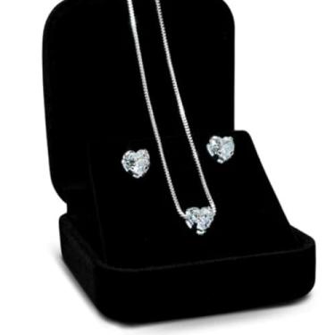 Imagem de CORRENTE E BRINCOS PONTO DE LUZ CORAÇÃO FEMININO CORRENTE CORDÃO GARGANTILHA PRESENTE