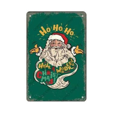Imagem de Placa De Metal Vintage Feliz Natal Com Caixa De Música, Placa De Árvor