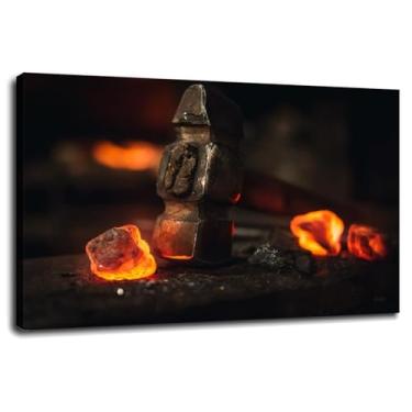Imagem de 913 Mallet Poster Blacksmith Canvas Prints Anvil Wall Art For Home 1 painéis Decorações com moldura 30.4 cm x 20.3 cm