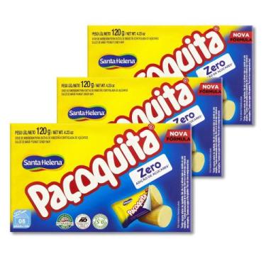 Imagem de Paçoca Paçoquita Zero Açucar Santa Helena Kit 3 Caixas 120g, Paçoquita