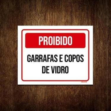 Imagem de Placa Sinalização - Proibido Garrafas Copos Vidro 36X46 - Sinalizo.Com