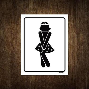 Imagem de Placa De Sinalização - Banheiro Ela Herói 27X35 - Sinalizo