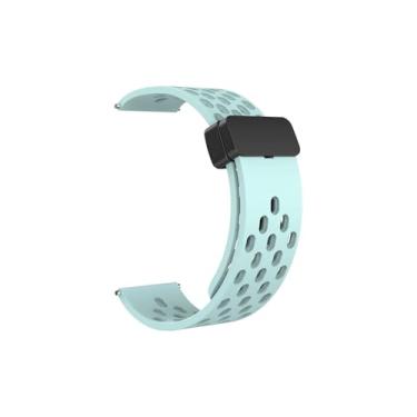 Imagem de KAVJU Pulseira magnética de silicone de 22 mm, 20 mm e 18 mm para Huawei GT5 GT5 Pro, GT4, GT3, 46 mm, respirável para Huawei Watch GT5 GT4 de 41 mm (verde esmeralda-B, 22 mm)