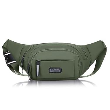 Imagem de Pochete masculina, bolsa de cintura transversal, bolsa de cinto para viagem, corrida, ciclismo, fácil de carregar qualquer telefone, carteira, Verde, Bolsa de cintura masculina