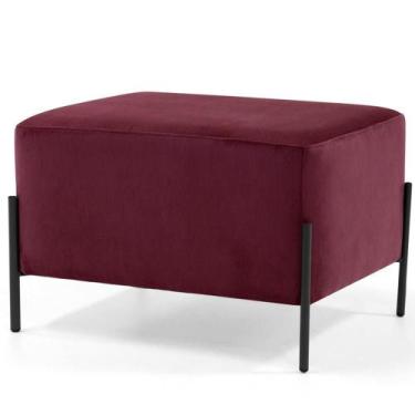 Imagem de Puff Retangular Decorativo Status 60x45 D02 Pés de Aço Veludo Marsala 