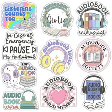 Imagem de SODAVA (7,6 cm) Pacote de adesivos de audiolivro, 10 peças, decalques de leitura de vinil à prova d'água para laptop, Kindle, tablet, garrafa de água, presente para amantes de livros