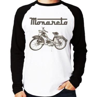 Imagem de Camiseta Raglan Ciclomotor Monareta Manga Longa - Foca na Moda, Branco