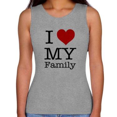 Imagem de Regata Feminina I Love My Family - Foca na Moda, Cinza, GGG