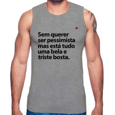 Imagem de Regata Sem querer ser pessimista mas - Foca na Moda, Cinza, P