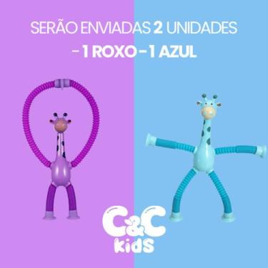 Imagem de Kit 4 girafas estica e gruda melman pop it tubo tiktok com luz brinque