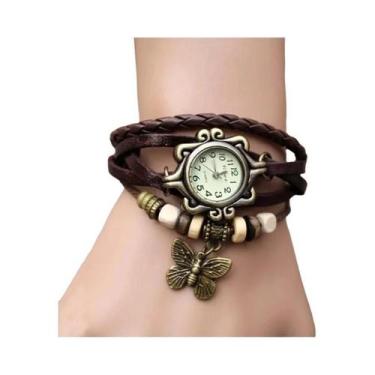 Imagem de Relógio De Pulso Feminino De Quartzo Com Pulseira De Couro Envelhecido