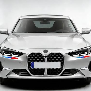 Imagem de Erivis 2 peças de adesivos de acabamento de sobrancelhas para faróis de carro, listras de 3 cores para acessórios da série BMW X3 X5 X1 X7 X4 X2 X6 4 3 5 2 M3 M5 Z4 Series, adesivo de decoração de