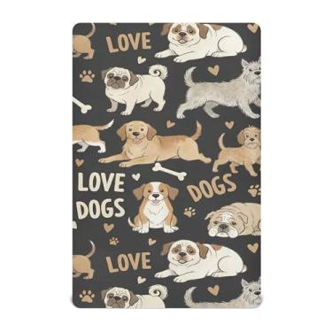 Imagem de SEHANY Lençol de berço de cachorro fofo para meninos e meninas, macio, respirável, elástico, lençol com elástico padrão para bebês de 27 x 99 cm