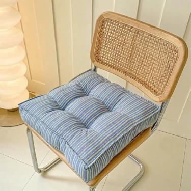 Imagem de Almofada listrada para sala de jantar, almofada quadrada grossa para cadeira, almofadas macias e acolchoadas para poltrona reclinável, ideal para tatame, sala de estar ou ioga.