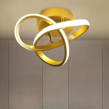 Imagem de Luminária de Teto LED Moderna 3 Cores (110V/220V) Plafon Lustre para Sala, Quarto, Cozinha, Corredor, Banheiro – Estilo Minimalista(Estilo A/Dourado(110V-220V))