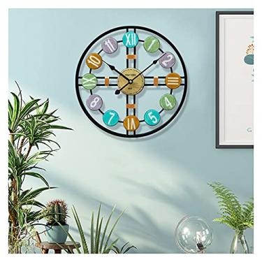 Imagem de AkosOL Grande, vintage 3D metal numerais romanos árabes relógios de parede industrial engrenagem europeia retro relógios decoração para sala de estar, restaurante, escritório, cozinha, preto