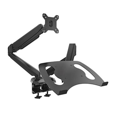Imagem de 38.1 cm-68.6 cm DL-GM224U-D suporte de mesa de monitor de braço duplo suporte de mesa giratória grande braçadeira com bandeja de laptop com porta USB (cor: branco) (preto)