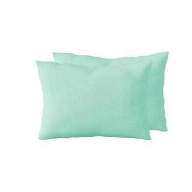 Imagem de Kit 2 Fronhas 40cm x 60cm Kids Malha 100% Algodão Lisa Verde Arrumadinho Enxovais