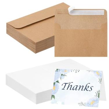 Imagem de 20 conjuntos de cartões de aquarela em branco com envelopes, cartões de papel aquarela de algodão 300 g/m², cartões postais dobráveis em aquarela de 10 x 15 cm com envelopes kraft para cartões