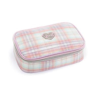 Imagem de Estojo Escolar Grande Xadrez Divisória Volta as Aulas Kawaii Box Lápis