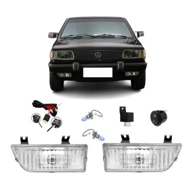 Imagem de Kit Farol de Milha Auxiliar Completo para VW Gol Saveiro Parati Quadrado 1987 a 1994, Par com Lâmpadas, Chicote, Relé e Botão
