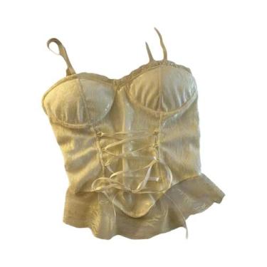 Imagem de Top Cropped Sexy De Renda Para Mulheres, Sem Mangas, Camisola De Moda,