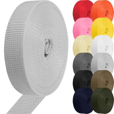 Imagem de Correia de correias de polipropileno de 2,5 cm e 3,8 cm para bolsas/cadeira de gramado/alça de bagagem/coleira para animais de estimação/escalada ao ar livre e reparo de equipamentos DIY (cinza claro