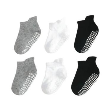 Imagem de Meias Antiderrapantes Para Crianças 6 Pares Meninos Meninas Bebê Meias