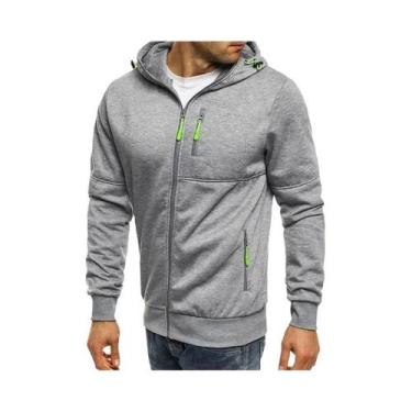 Imagem de Moletom Masculino Slim Fit Com Capuz E Zíper, Design Casual, Jaqueta E