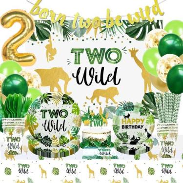 Imagem de Decorações de aniversário: 2º aniversário do NAIWOXI Two Wild Safari