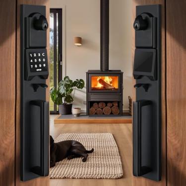 Imagem de NEWBANG Conjunto De Maçaneta Eletrônica Inteligente Preta Fosca Para Canhotos Com Fechadura Teclado Porta Frontal Dupla (Chaves Reservadas), Mdhst2016Db-E-Set-Lh