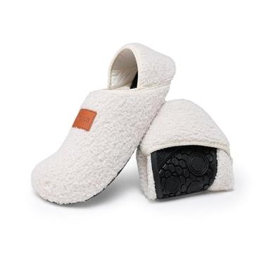 Imagem de Pantufas femininas para uso interno, com forro leve de tecido macio, ideal para todas as estações, chinelos femininos, Branco, 5-6.5 Women/3.5-5 Men