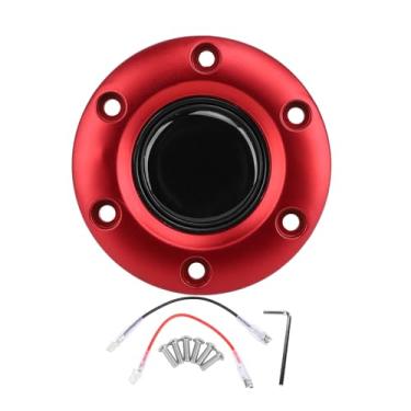 Imagem de Estink Tampa Central do Volante de Carro Em Material ABS, Tampa de Botão de Buzina para Volante Com 6 Furos, Instalação Fácil e Design Moderno (Vermelha)