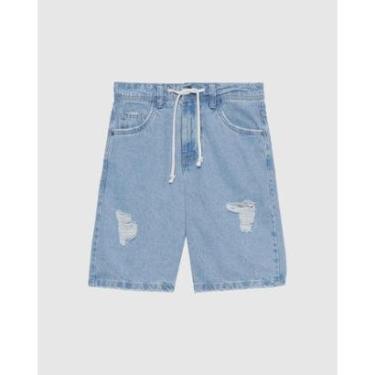 Imagem de Bermuda Masculina Tradicional Com Puídos Em Jeans 100% Algodão-Masculino