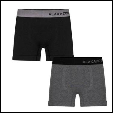 Imagem de Kit com 2 Cuecas Boxer Menino Alakazoo sem Costura Preto/Mes, M, Igual