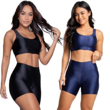 Imagem de KIT 2 Top e Short New Zig 3D Serra e Mar Conjunto Para Academia Treino Moda Fitness Feminina-Feminino