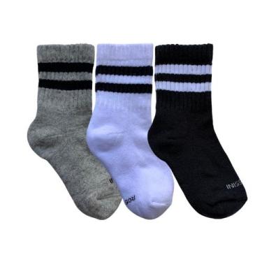 Imagem de Kit 3 Pares Meia Cano Curto Atoalhada Cor:Msc/Bco/PtoTamanho:29-34 - R