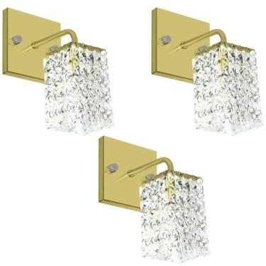 Imagem de Kit 3 Arandelas De Cristal Legitimo Clearwall Dourada - MARRYLUZ