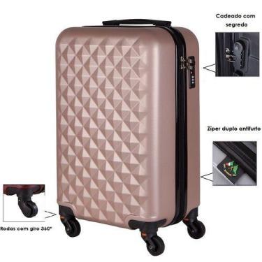 Imagem de Mala de bordo padrão anac para viagem 10kgs diamond - Ultra Leve, Rose