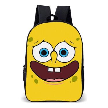 Imagem de Mochila Infantil Escolar Simples Tema Desenho Esponja Rosto Lançamento
