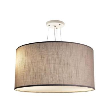 Imagem de Luminária de Teto Pendente Cilíndrico Tecido Linho 40x25cm - Tom Luz, 