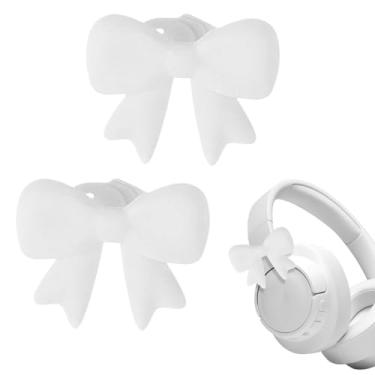 Imagem de Acessórios de fone de ouvido fofos | Suporte em forma de laço de silicone 3D, acessório para fone de ouvido, para mulheres, festas, streaming, estudar, trabalhar, viajar, viajar