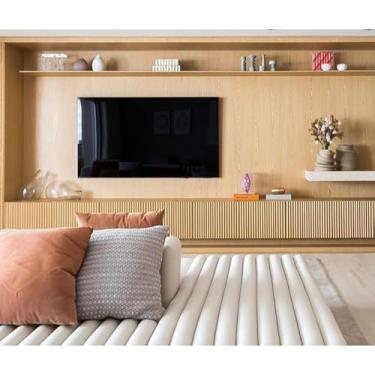 Imagem de Papel de Parede Madeira Ripado Mármore Adesivo Lavável 5m 10m 15m 20m AutoColante Sala Quarto Móveis(Madeira Natural,20 Metros (4 rolos))