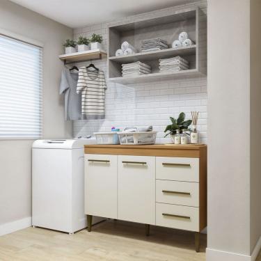 Imagem de Lavanderia Modulada Petropolis Balcao 2 Portas 3 Gavetas Kaiki Moveis