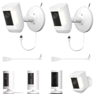 Imagem de Kit com fio para câmeras Ring Cams (câmera externa Plus, câmera adesiva, câmera Spotlight Pro/Plus), design IP67 à prova d'água para uso externo ou interno, branco - pacote com 2
